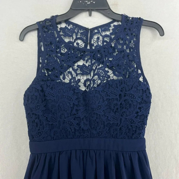 Lulus A-Line Dress Womens Sz S Navy Blue Crochet Cutout Back Sweetheart Neckline - Picture 6 of 13